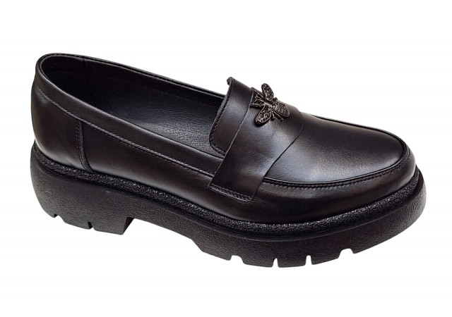 Pantofi dama casual din piele naturala - Model Sweet Black Bee